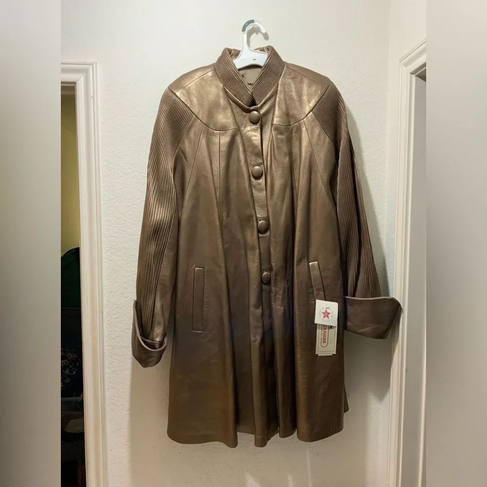 New Y. Alexander New York Vintage Bronze Leather Coat Size M